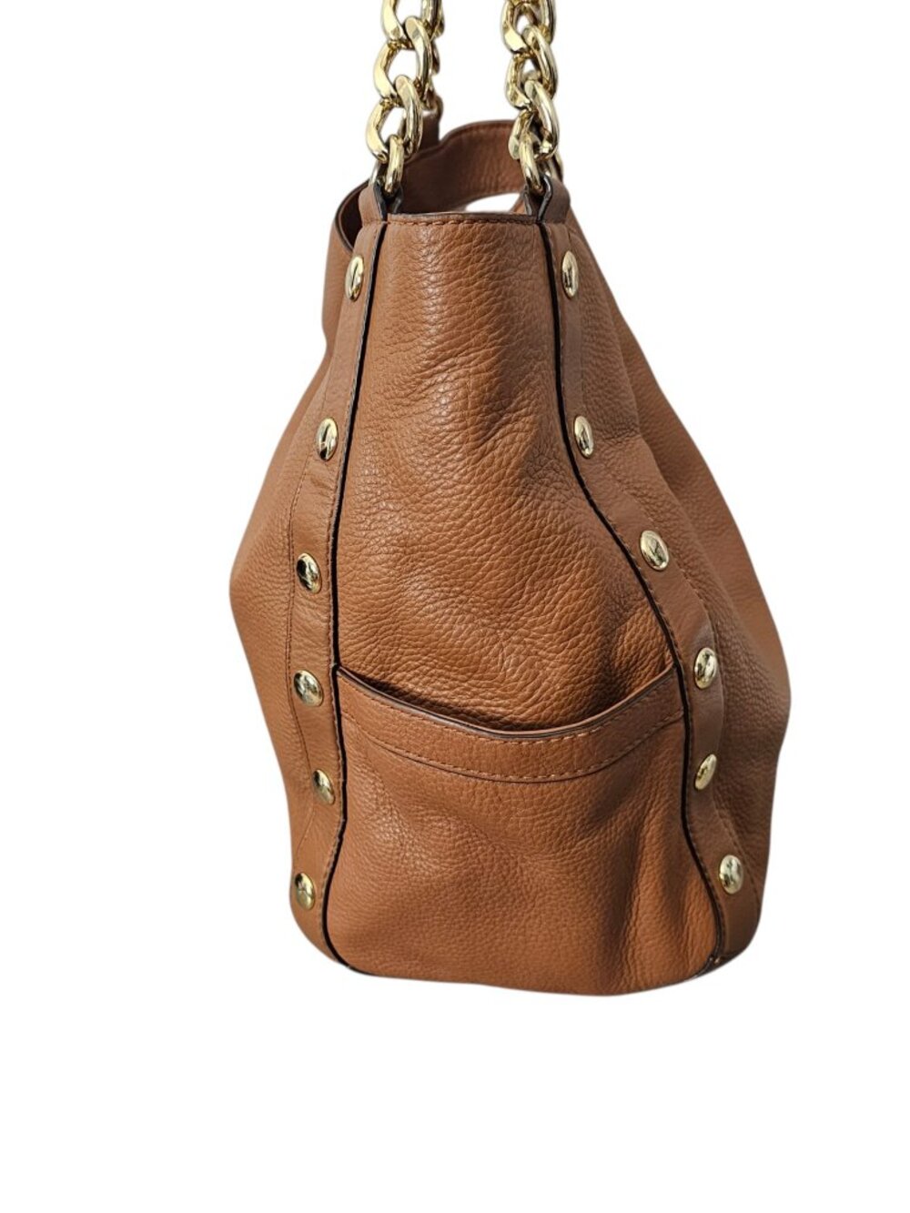 Michael Kors Delancy Studded Pebbled Leather Chain Hobo Shoulder Bag Tote COA - Picture 6 of 16